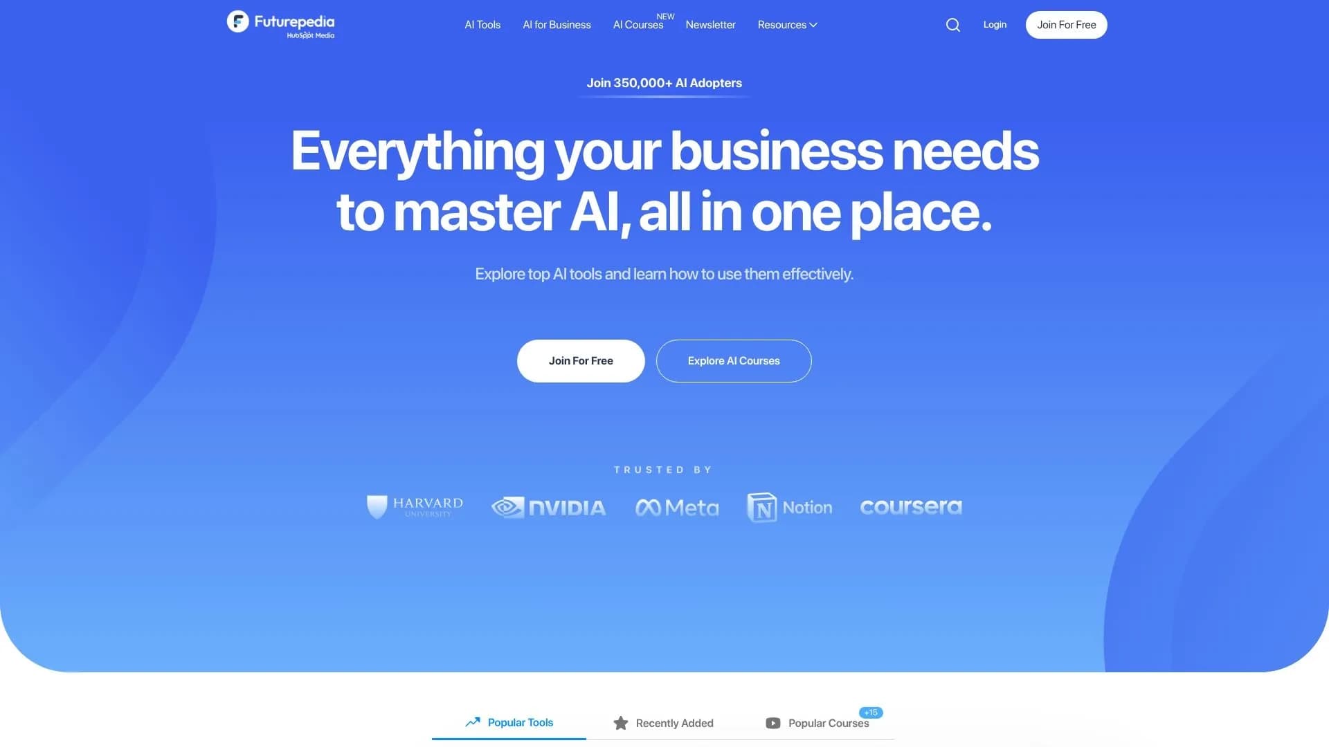 Futurepedia Homepage Preview Futurepedia website homepage interface preview screenshot 2026