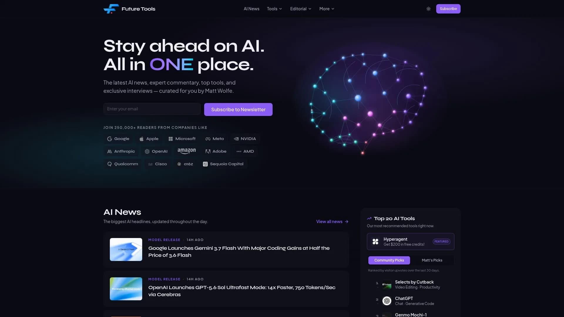Future Tools Homepage Preview Future Tools website homepage interface preview screenshot 2026