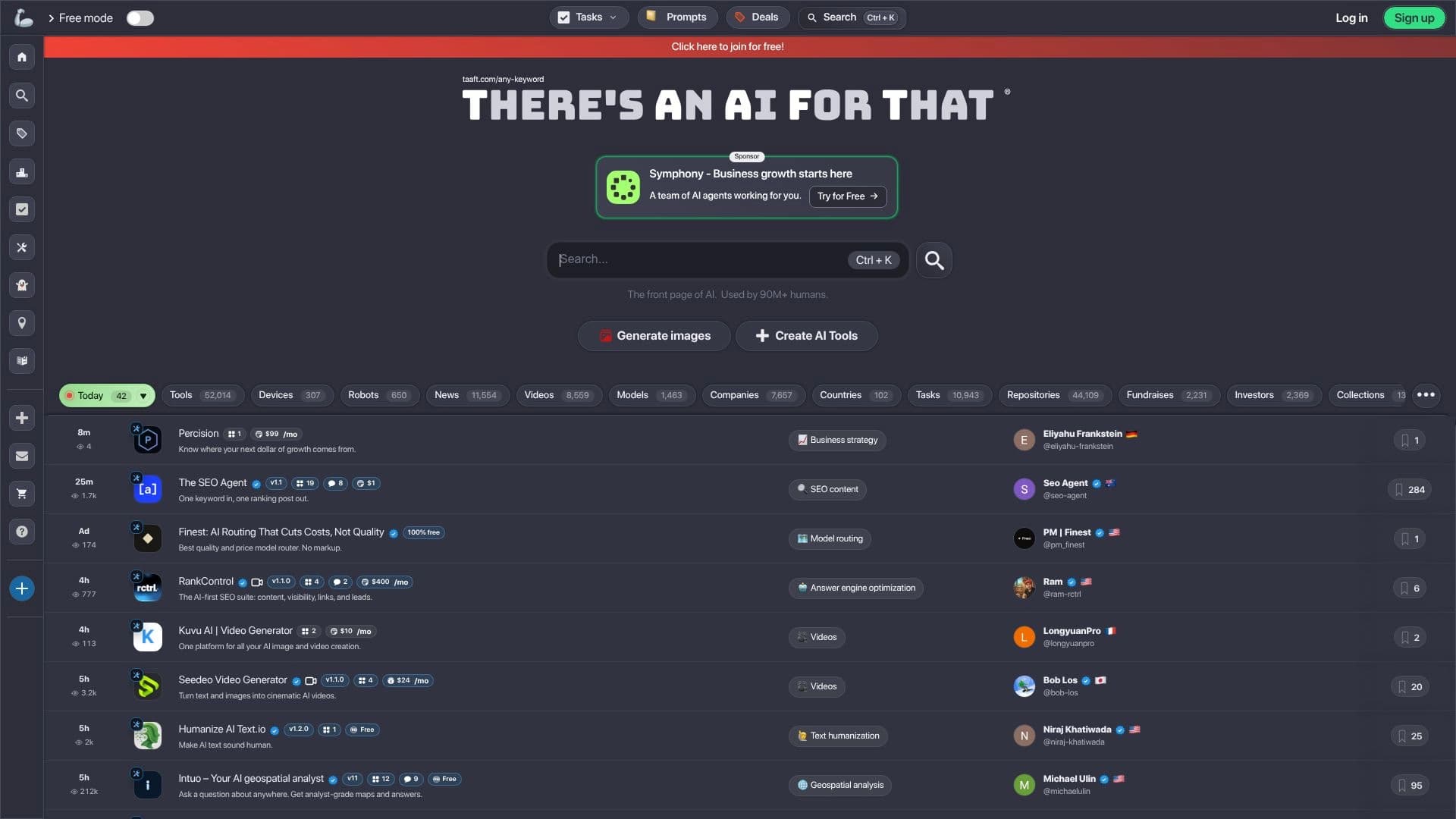 There's An AI For That Homepage Preview There's An AI For That website homepage interface preview screenshot 2026
