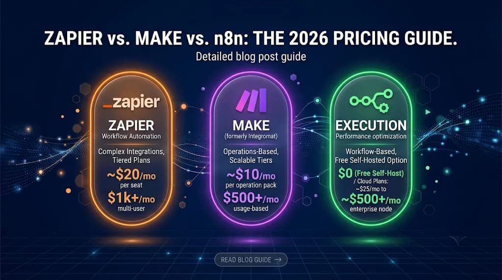 Zapier vs Make vs n8n Pricing 2026: Every Plan, Feature & Hidden Cost Compared
