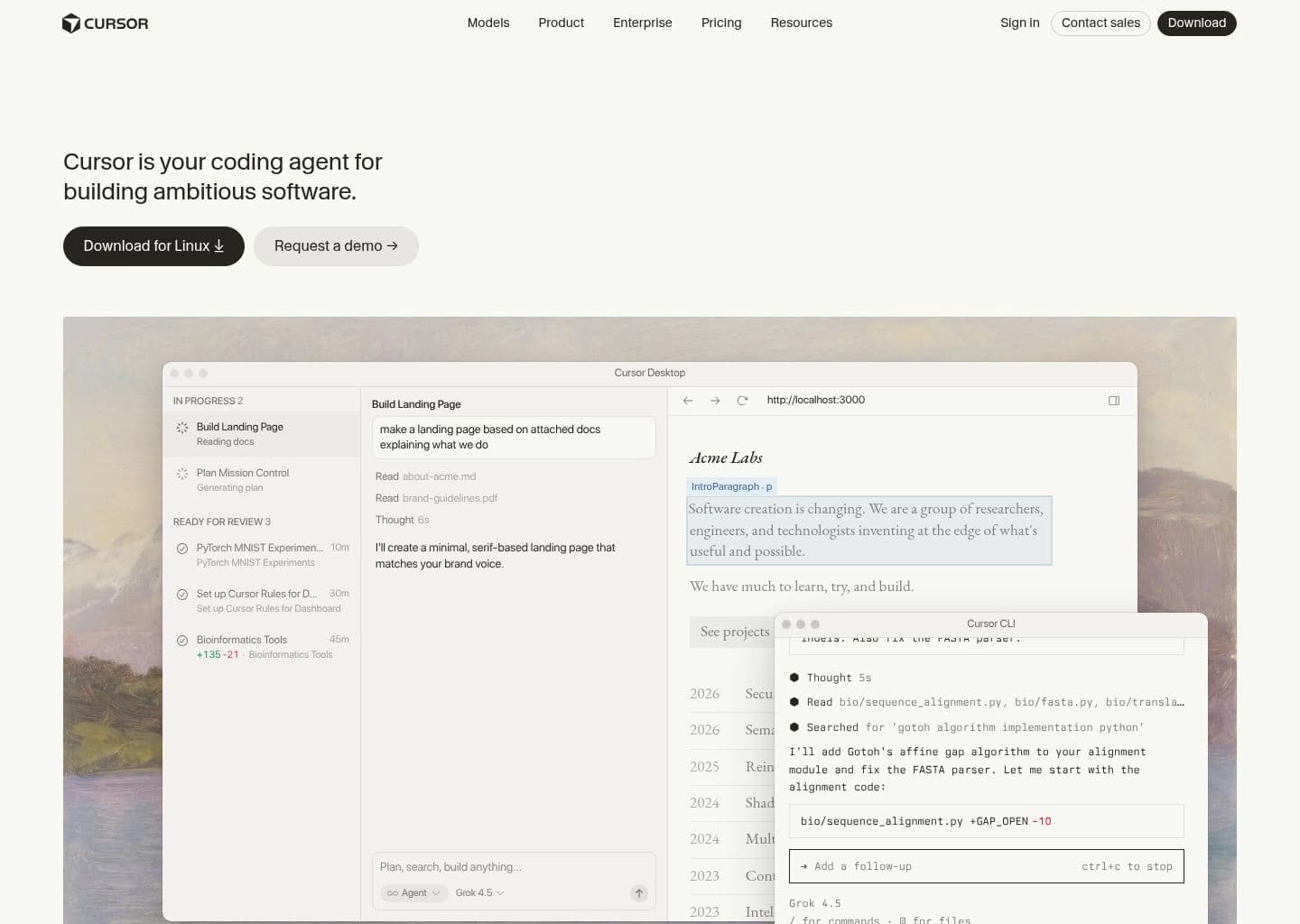 Cursor Interface Screenshot Cursor AI Developer Tool Workspace UI Preview