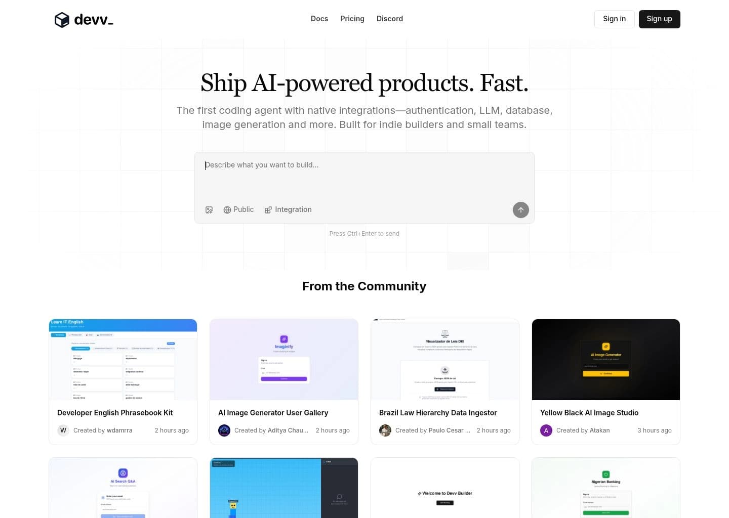 Devv AI Interface Screenshot Devv AI AI Developer Tool Workspace UI Preview
